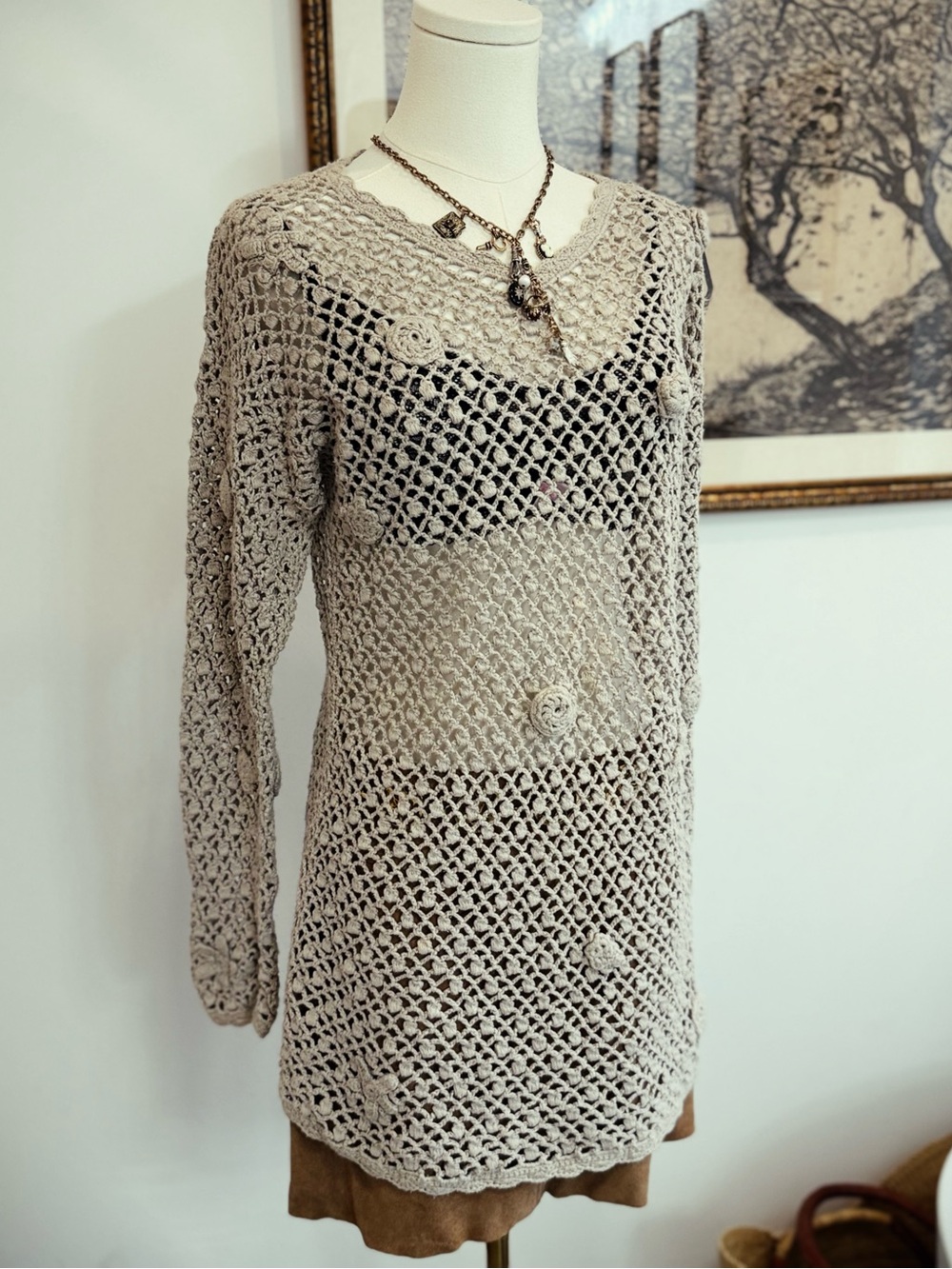 ✨ FREE PEOPLE vintage crochet sweater - Picture 2 of 4